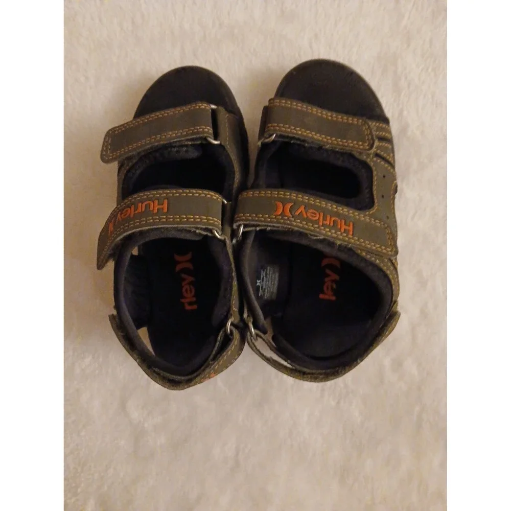 Hurley Sandals Boys Size 11 Olive Green & Orange